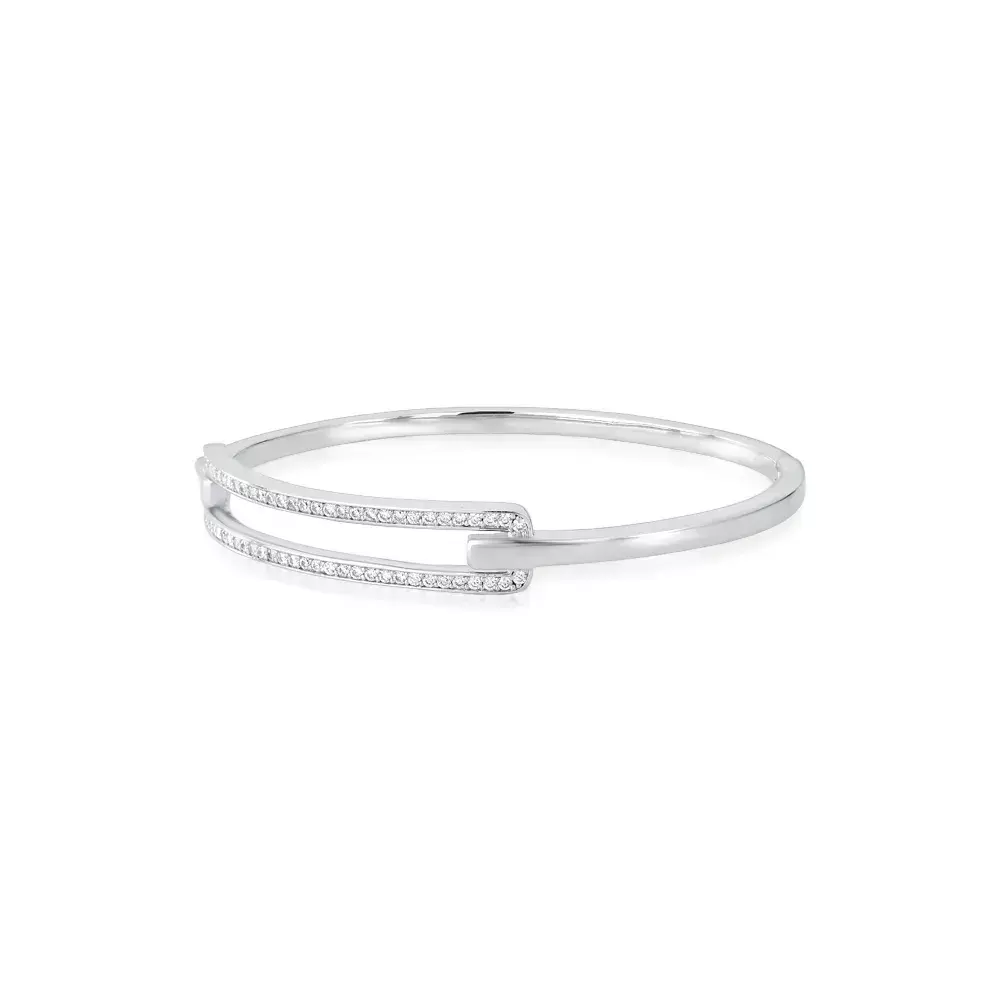 Bracelete prateado com zirconias line delicate