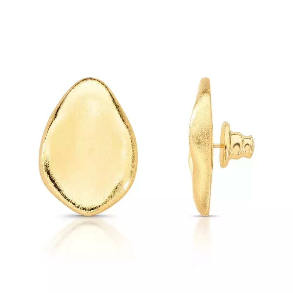 Brinco Dourado Fosco Escovado Com Forro - Golden Vibes