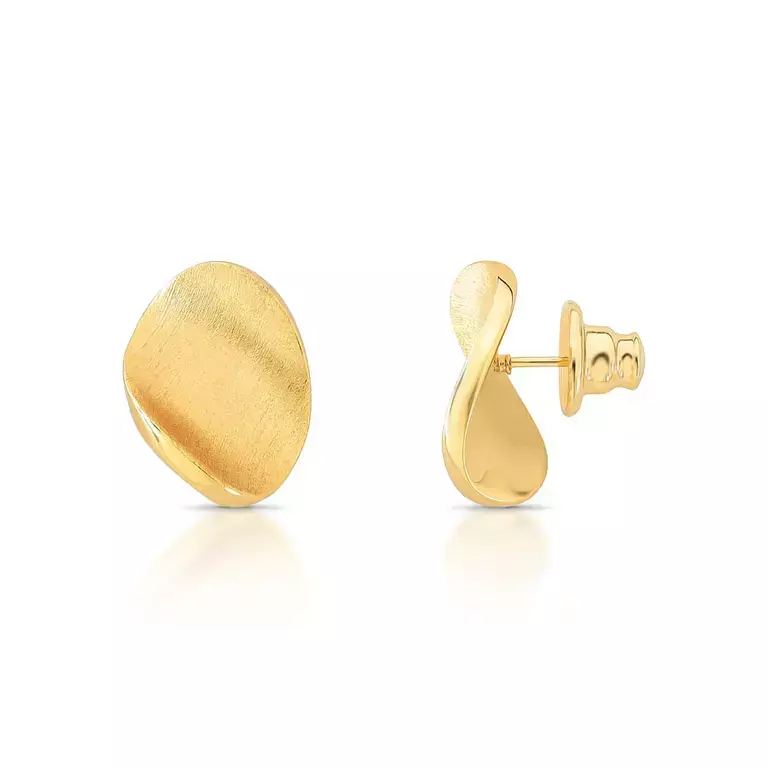 Brinco dourado pequeno liso soft curve