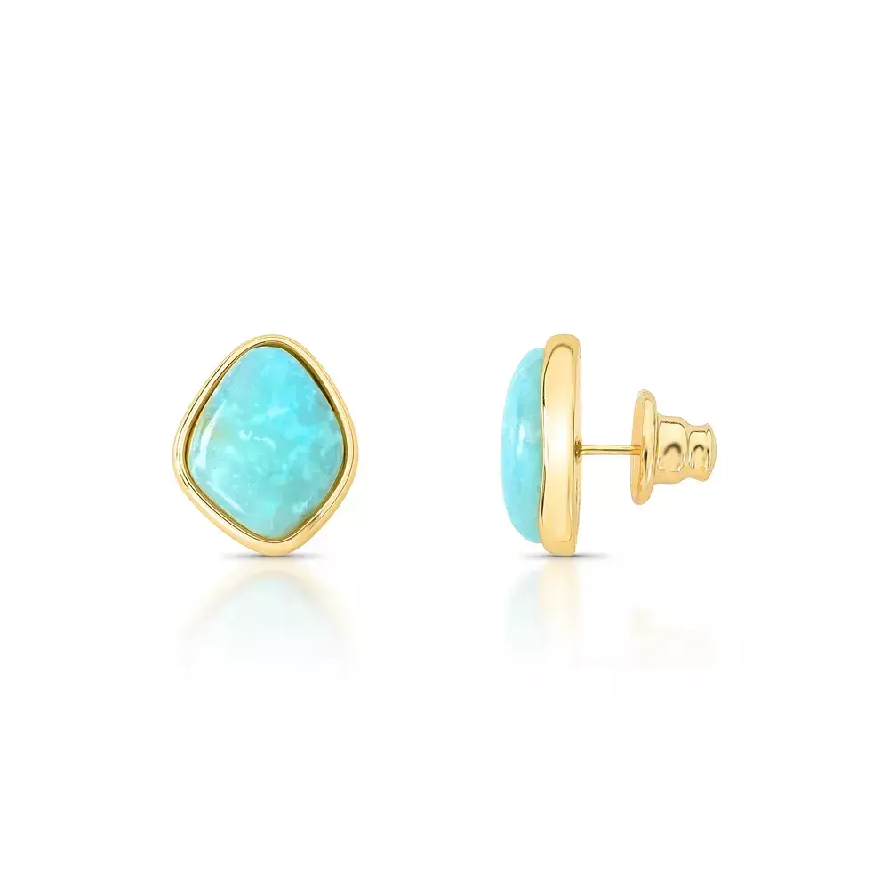 Brinco dourado polido com amazonita lagoon