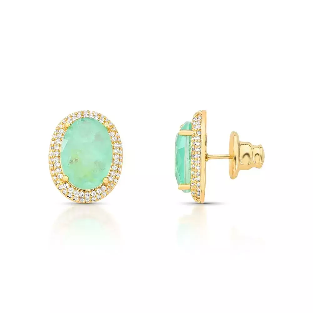 Brinco Emerald Glow - Dourado Esmeralda