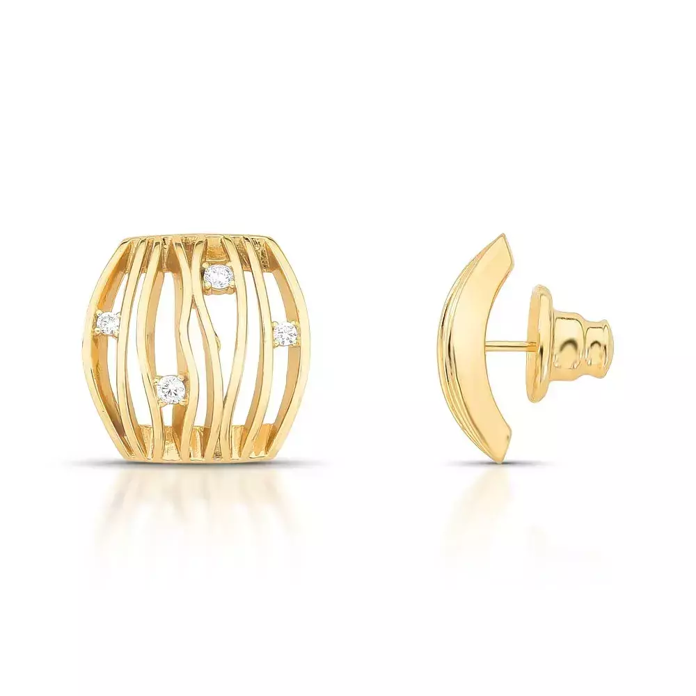 Brinco Waveline - Dourado Zirconia Incolo