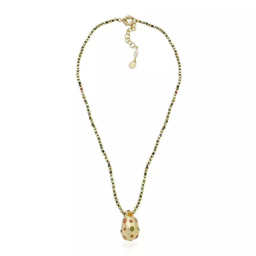 Colar Green Mix Drop - Dourado Tesouro Verde Vermelho