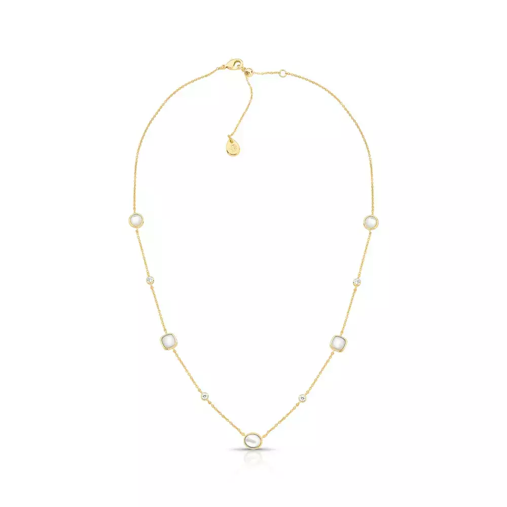 Colar Curto Dourado Com Formatos Geometricos Madre Gold - Dourado Madreperola