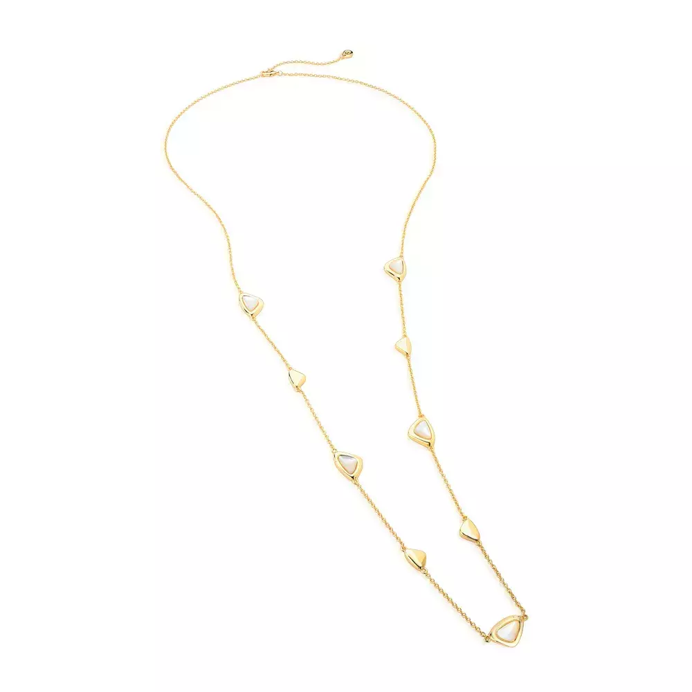 Colar Longo triangulares de madrepérola - Dourado Madrepérolas