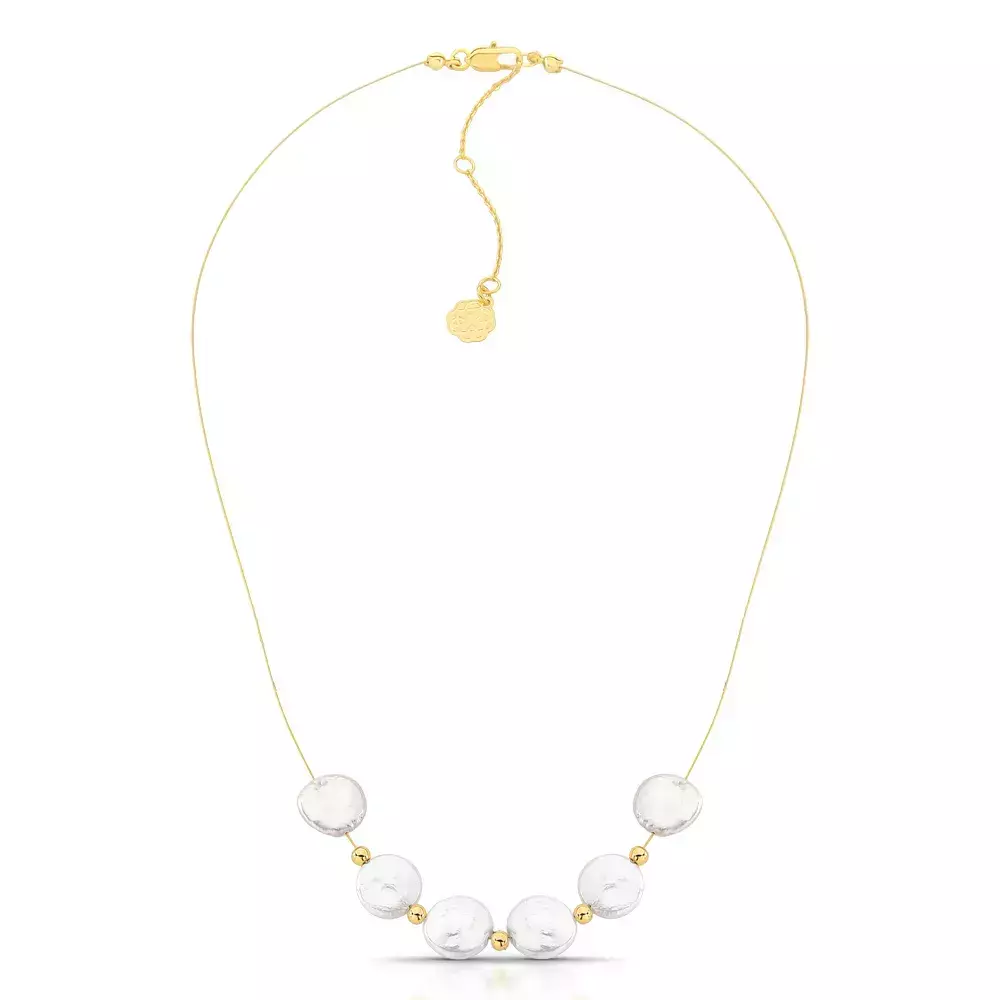 Colar Natural Little Pearl - Dourado Perola Branca