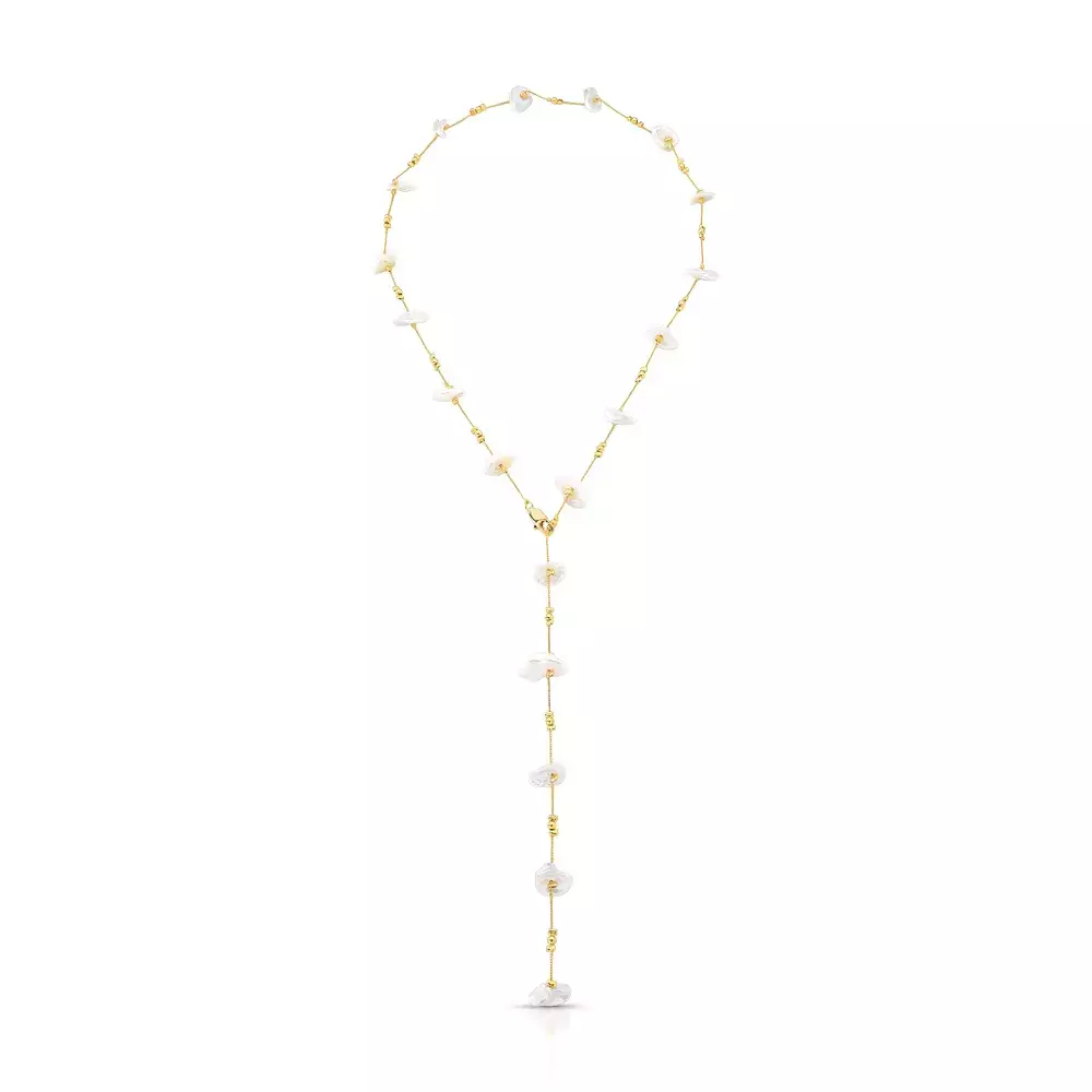 Colar Plate Pearl - Dourado Perola Branca