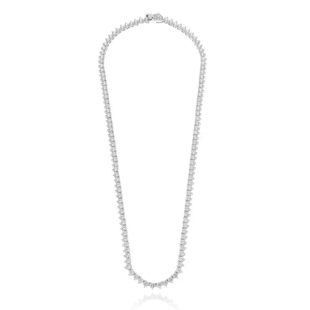 Colar Riviera Glow Light 41 cm 3 garras - Rodio Zirconia Incolor