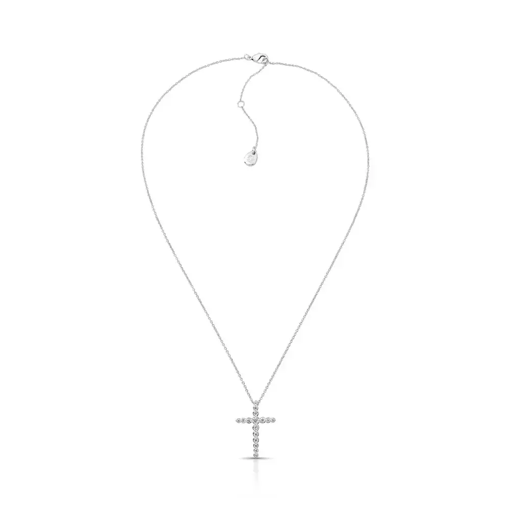 Colar ródio polido com zircônias bubble cross