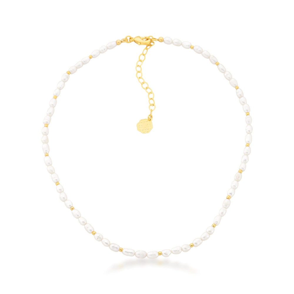Colar choker mini pérolas