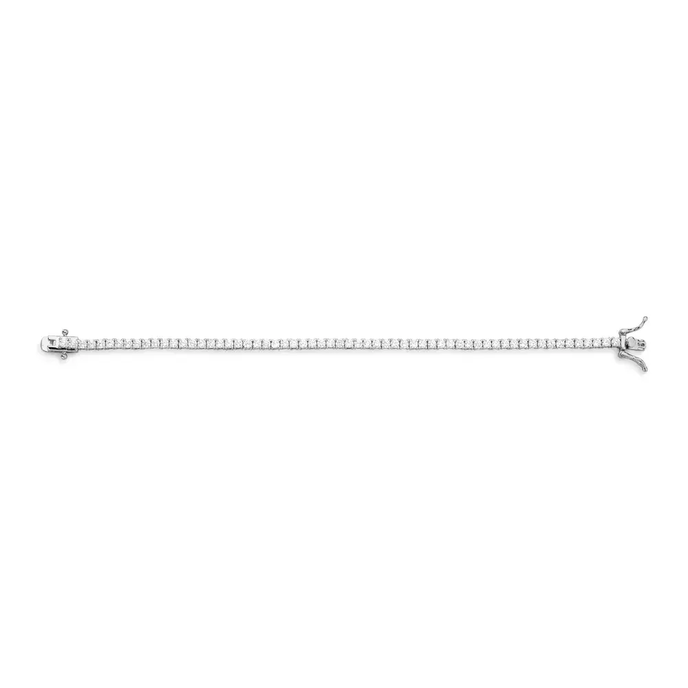 Pulseira Riviera Glow Slim 17 cm 4 garras - Rodio Zirconia Incolor