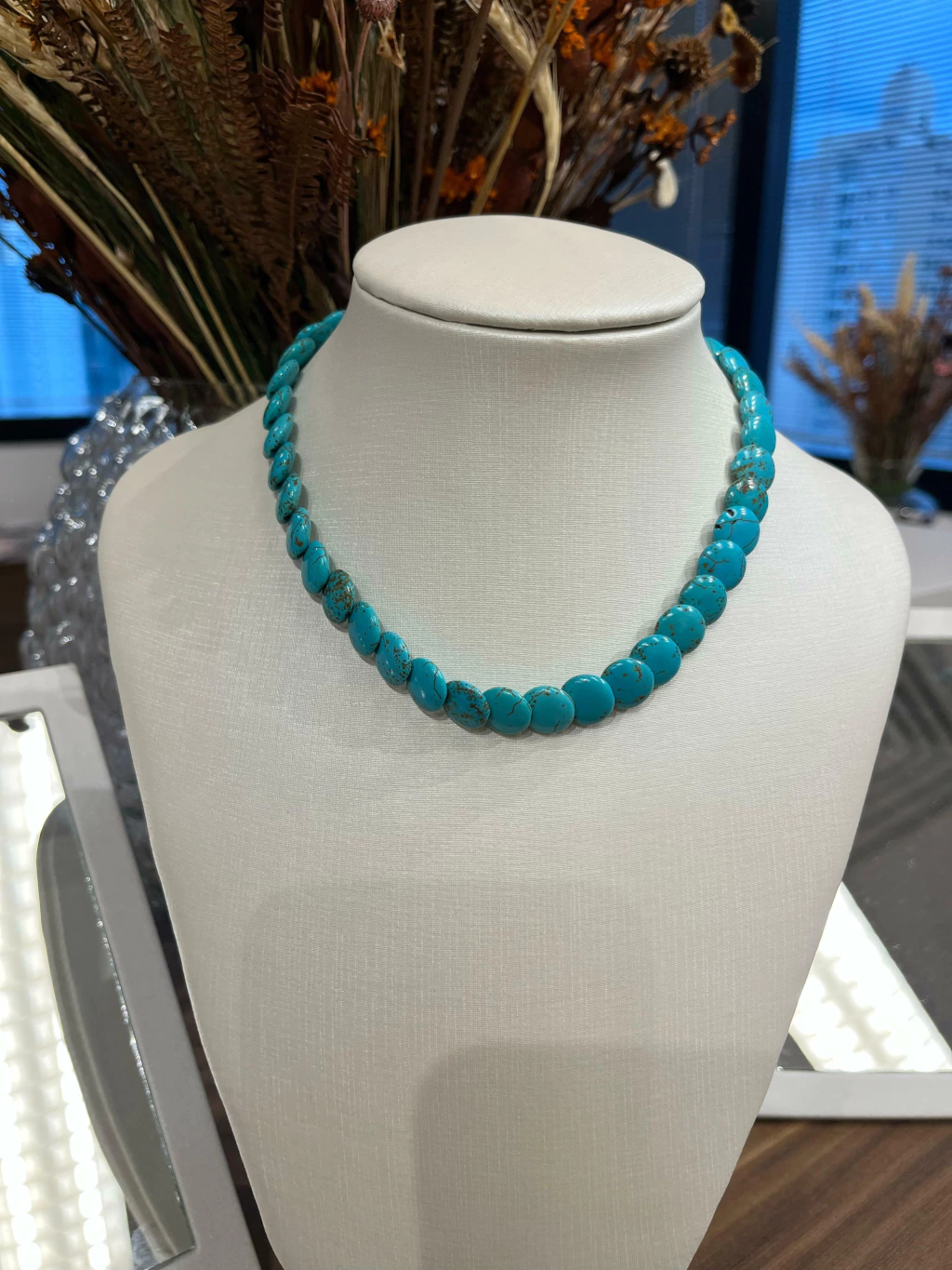 Colar chocker Turqusa Moedas