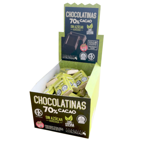 Colonial chocolatinas "70% cacao sin azúcar" 5 grs 50 u