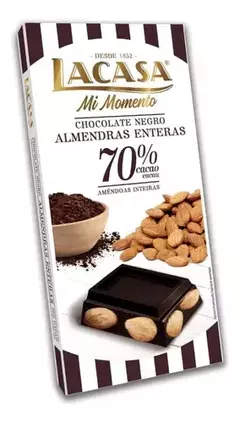 Lacasa tableta 70% cacao c/almendras enteras 200 grs