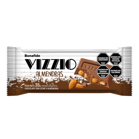 Vizzio chocolate con almendras 35 grs