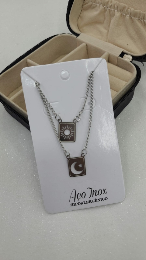 Escapulário aço inox sol e lua 70 CM sem fecho