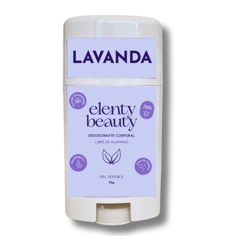 Desodorante corporal en barra para piel sensible con aroma a lavanda, libre de aluminio y ftalatos, 55 gramos