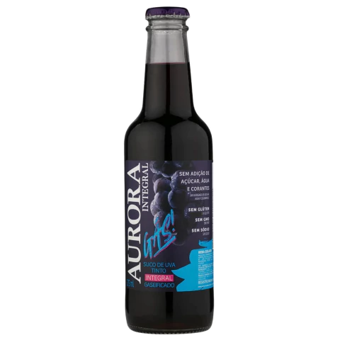 Suco de Uva Tinto Gaseificado Garrafa 275ml - Aurora