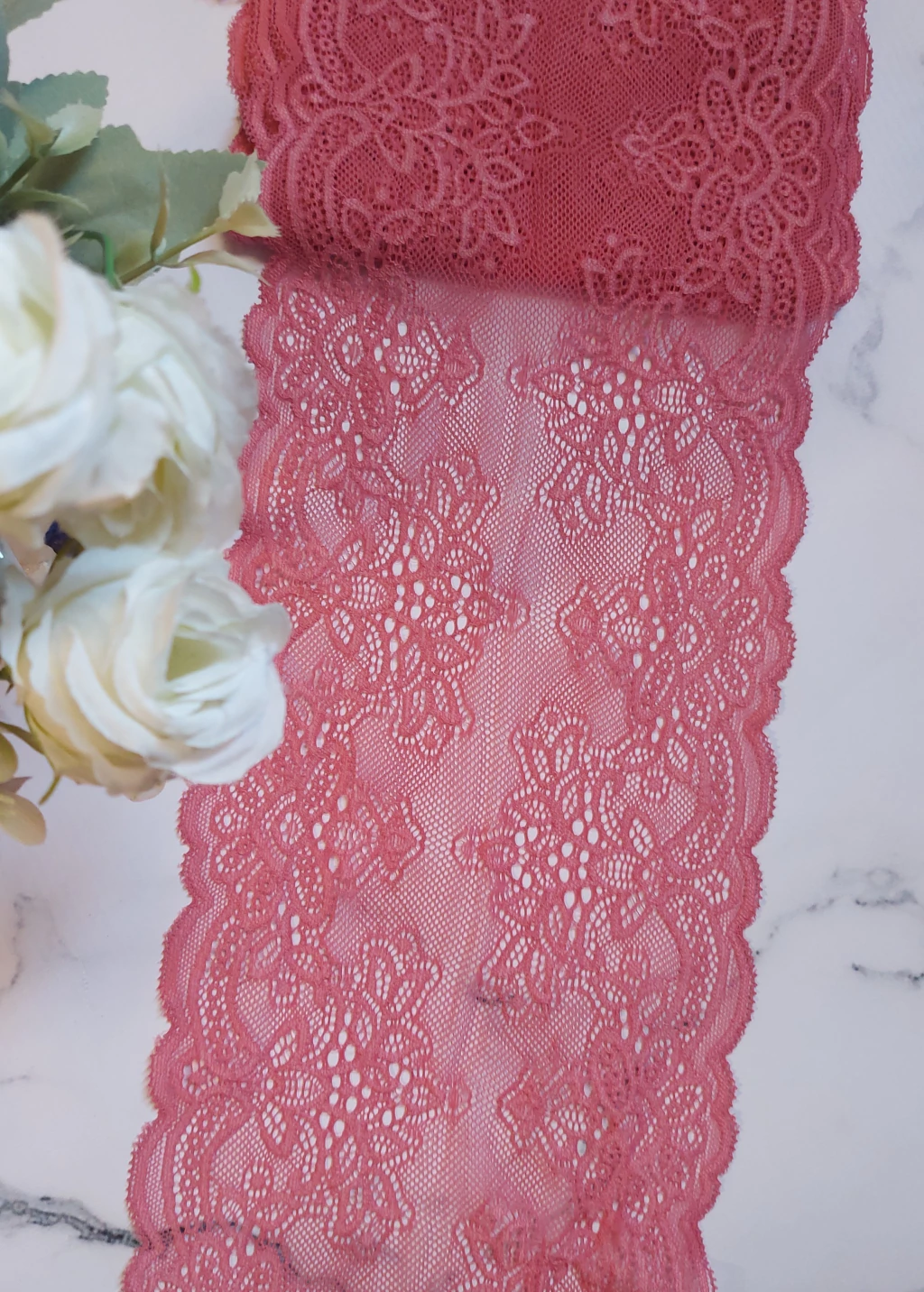 Puntilla Elastizada 18 cm Rosa Viejo x mt