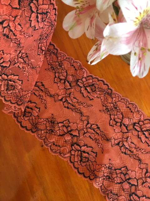 puntilla elastizada bicolor 17 cm Mandarina