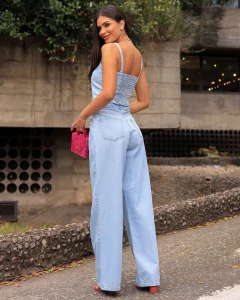 Calça Wide Leg Jeans Claro - comprar online