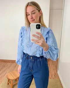 Blusa Manga Laise Azul