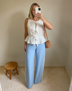 Calça Wide Leg Sport Azul Serenity na internet
