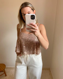 Imagem do Blusa Cropped Paetê Rosê
