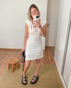 Vestido Linho Babados Off White - comprar online