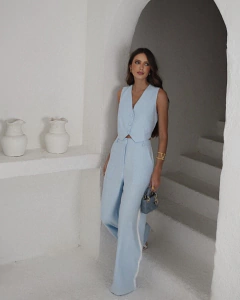 Calça Wide Leg Sport Azul Serenity na internet