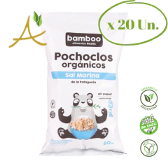 Caja x 20 unidades (80g.) o 40 unidades (40g.) Pochoclos Orgánicos Sal Marina - Bamboo