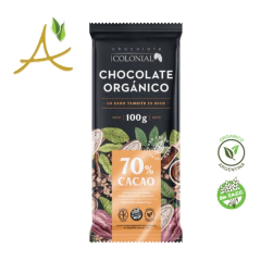 Barra de Chocolate ORGANICO Negro 70% Cacao (10 u.) x 100g - Chocolate Colonial