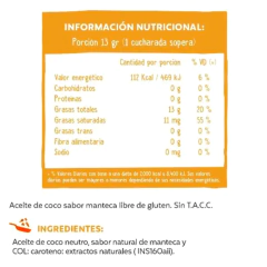 Aceite de Coco Manteca "Chia Graal" SIN TACC - - comprar online