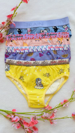 Kit 4 Calcinhas Infantis Estampadas com Cós