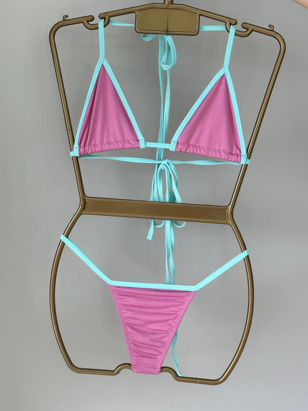 Biquíni Fita Rosa c/ Azul Piscina