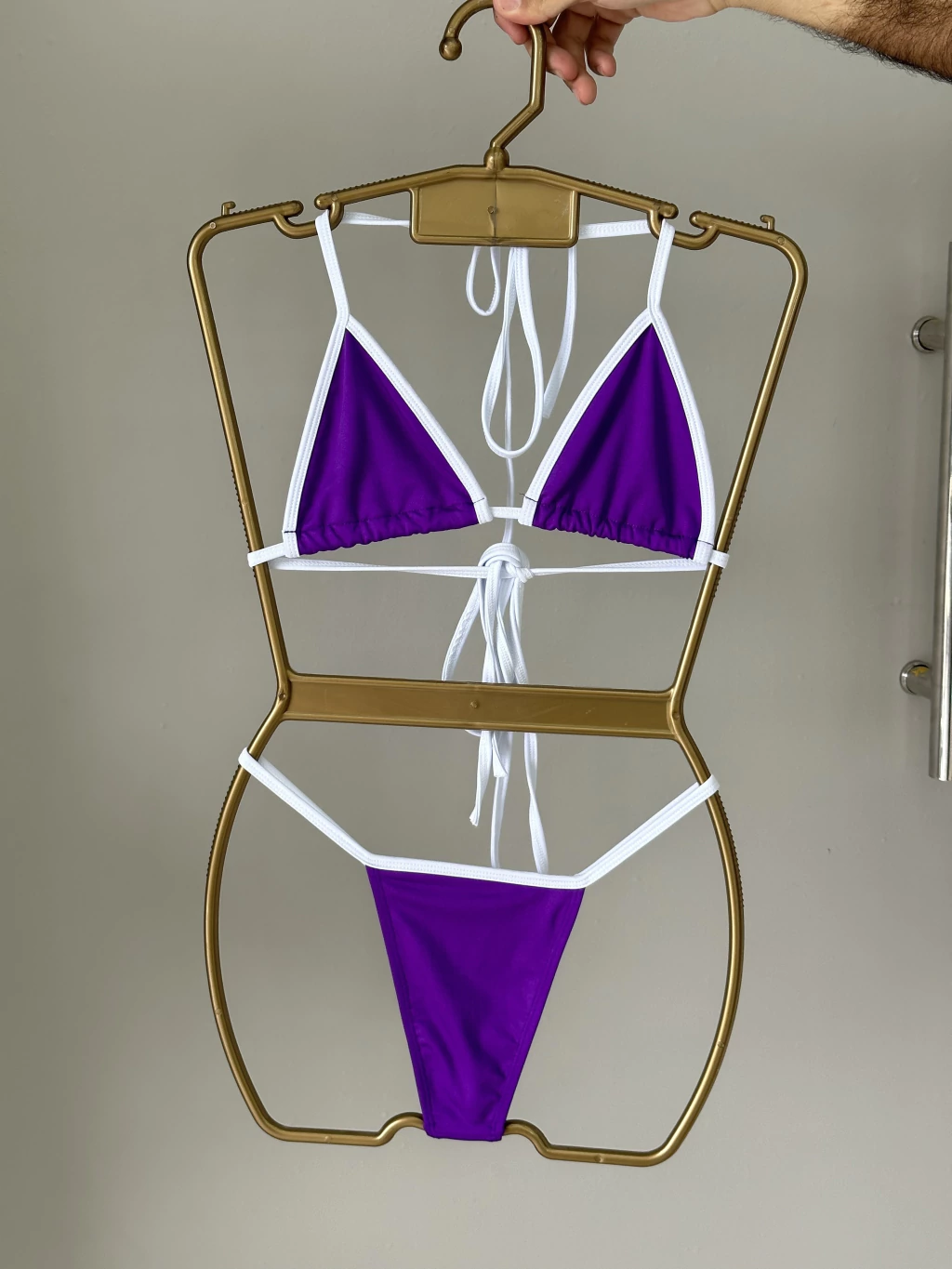 Biquíni Fita Roxo c/ Branco