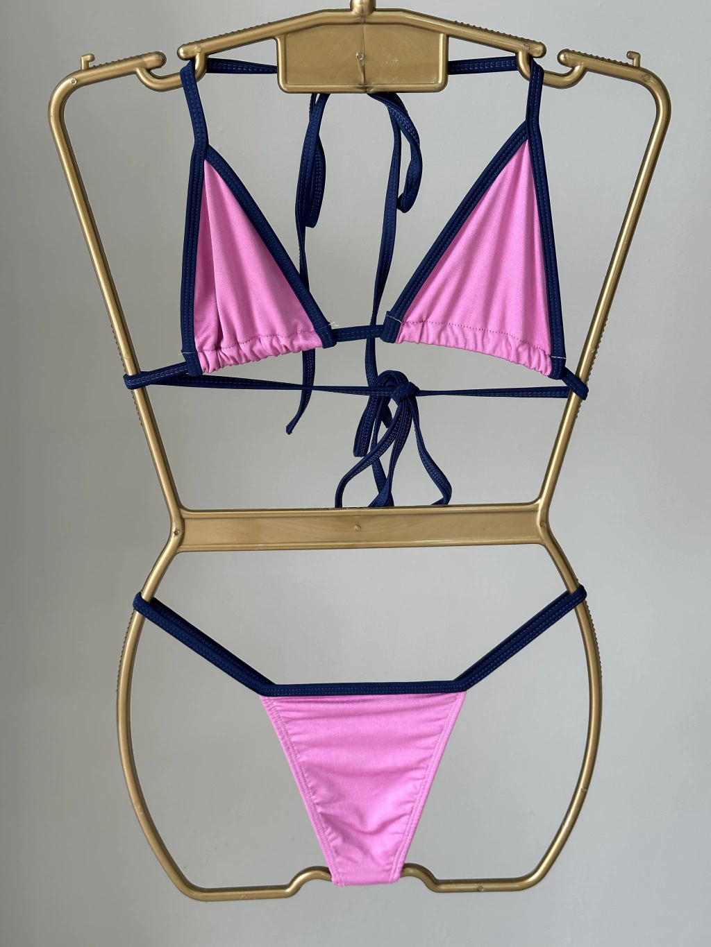Biquíni Fita Rosa c/ Azul Marinho