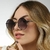 Óculos de Sol Feminino Tropical Preto - comprar online