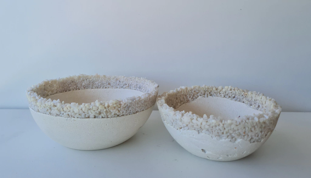 Conjunto Bowl Cimento com Pedras Naturais