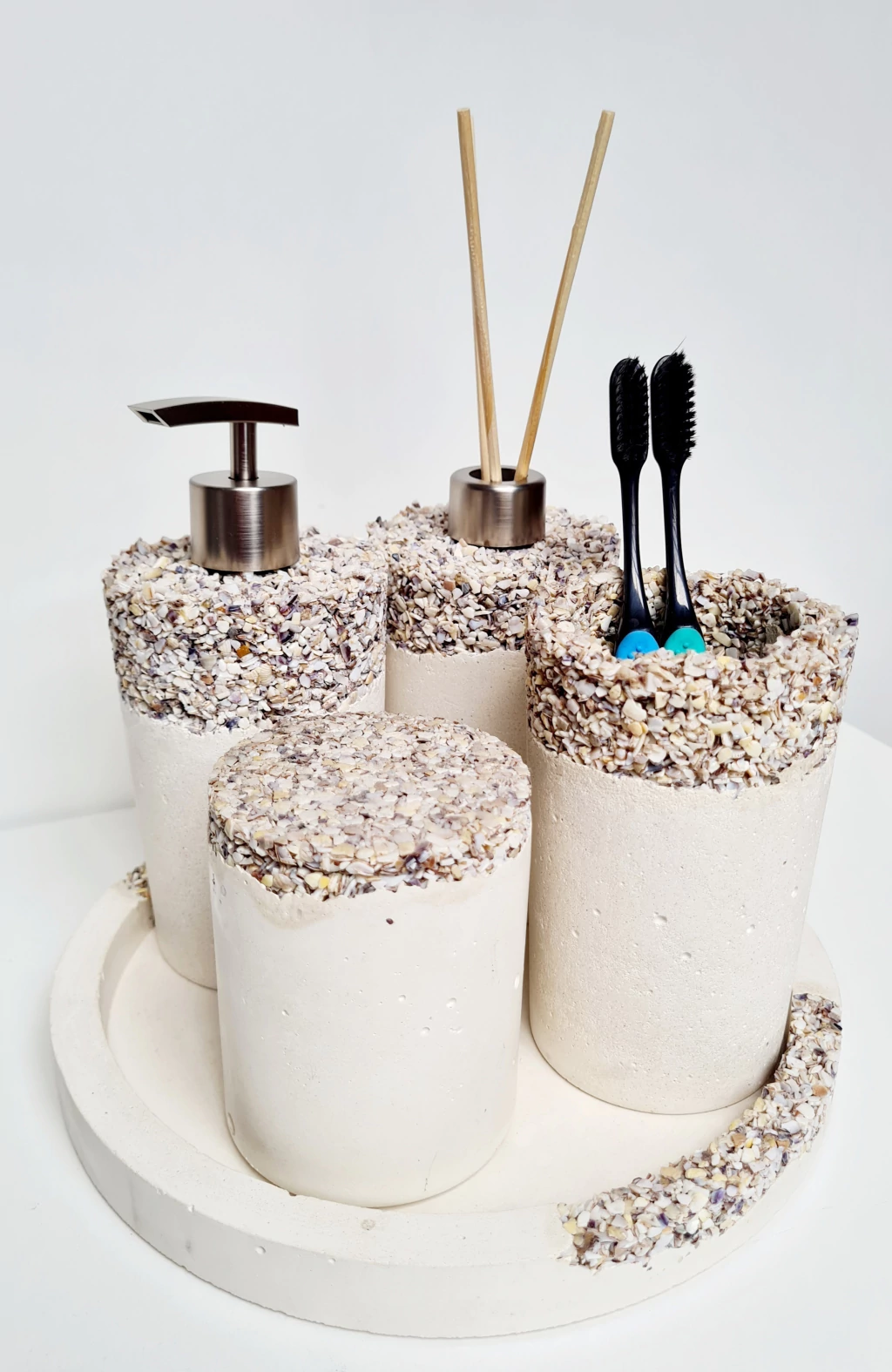 Kit Lavabo/banheiro Rayane 5 Peças com Bandeja Redonda