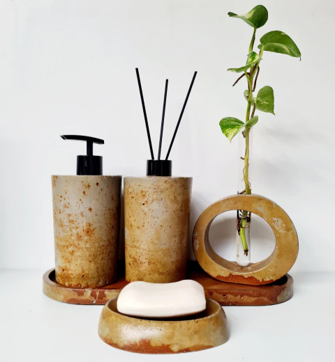 Kit Lavabo/banheiro Gleice 5 Peças Bandeja Oval - comprar online