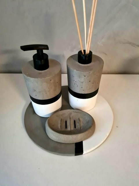 Kit Lavabo/banheiro Tania 04 Peças com Bandeja Redonda