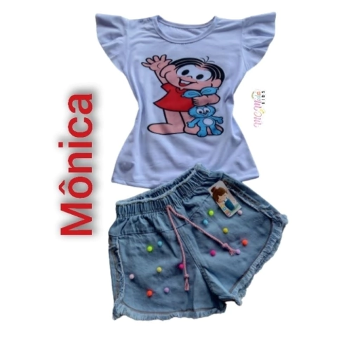 conjunto Jeans infantil da mônica.