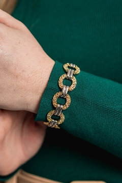 Pulseira banho duplo ródio e ouro fosco