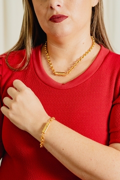 Imagem do Pulseira em elo português com plaquinha de 4 lados