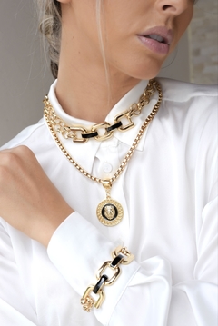 Choker elos quadrados detalhes pretos - comprar online