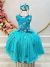 Vestido Infantil Verde Tiffany C/ Renda Aplique de Flores na internet