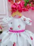 Vestido Infantil Branco Florido Pink e Cinto Strass Pérolas - comprar online