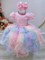 Vestido Infantil Rosa Arco Iris Chuva de Amor Festas