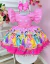 Vestido Infantil Rosa Princesas Festas C/ Pérolas